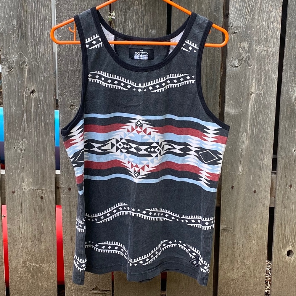 10.Deep Southwestern Style Tank Top Small Black/White/Blue/Red